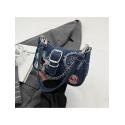 Star Number Zipper Denim Shoulder Bags