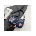 Star Number Zipper Denim Shoulder Bags