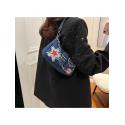 Star Number Zipper Denim Shoulder Bags