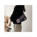 Star Number Zipper Denim Shoulder Bags