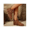Hollow-out Pure Color Round Toe Boots