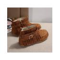 Hollow-out Pure Color Round Toe Boots