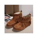 Hollow-out Pure Color Round Toe Boots