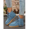 Fringe Lace-Up Chelsea Boots