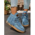 Fringe Lace-Up Chelsea Boots
