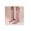 Embroidery Zipper Thigh-High Boots