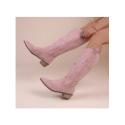 Embroidery Zipper Thigh-High Boots