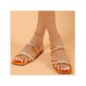 Colorblock Metallic Flat Heel Slippers
