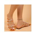 Colorblock Metallic Flat Heel Slippers
