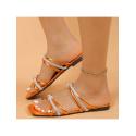 Colorblock Metallic Flat Heel Slippers