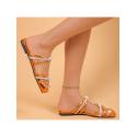 Colorblock Metallic Flat Heel Slippers