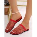 Embellished Grid Hollow-out Slippers