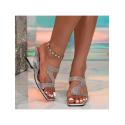 Rhinestone Transparent Chunky Heels