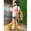 Fluff Patchwork Plush Casual Backpacks