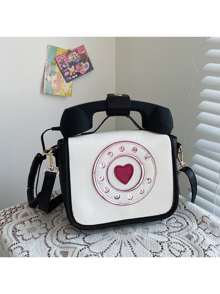 Telephone Model Patchwork PU Zipper Small Satchels
